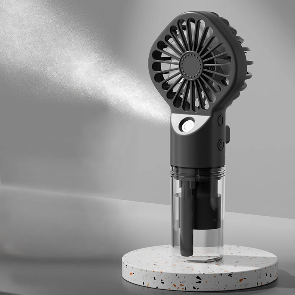 Portable Handheld Spray Fan Mini Humidifier Fan 4 Speeds Powerful Wind USB Rechargeable Water Spray Mist Fan Outdoor Small Fan